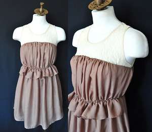 148 NWT Anthropologie Lace Ruffle babydoll Mod Dress M  