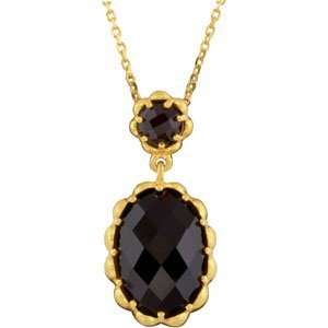 Clevereves 14K Gold Plated Genuine Checkerboard Smoky Quartz Necklace