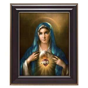  Immaculate Heart of Mary in Gloss Walnut Wood Frame with 