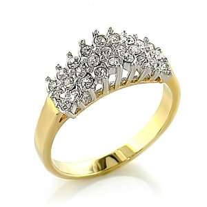  Gold Plated Clear Swarvoski Crystal Ring Jewelry