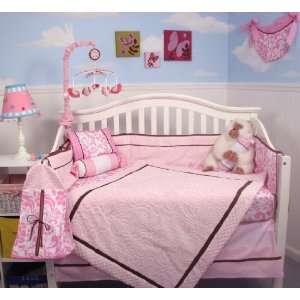  SoHo Pink Minky Chenille Roses Baby Crib Nursery Bedding 