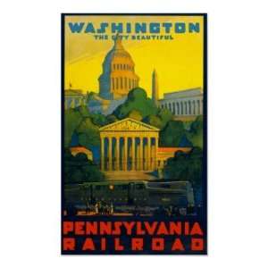  Washington D.C. Vintage Railroad Travel Poster