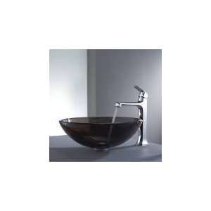   12mm 15200CH Clear Brown Glass Vessel Sink and Decorum Faucet, Chrome