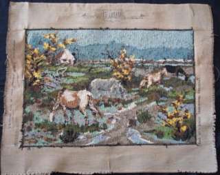 Completed Margot De Paris needlepoint horses in the field 19x28.5 