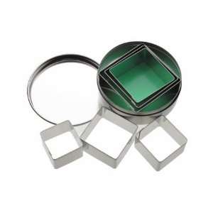  Set of 6 Square Cookie Cutters   In Storage Tin Kitchen 