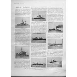  What Is A Battle Ship 1905 Old Print Ships Navy