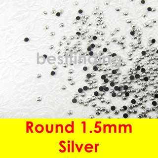 Flat Back Gems Round 1.5mm Nail Art Rhinestones Pick Quantity Silver 