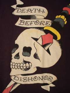 ED HARDY Death Before Dishonor T Shirt (Mens XL)  