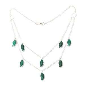  Chrysocolla waterfall necklace, Rustling Leaves Jewelry