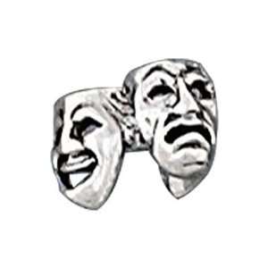   Silver Nonpiercing 6mm Comedy Tragedy Drama Masks Ear Cuff Jewelry