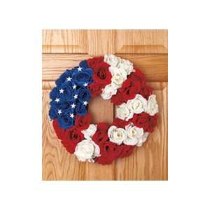  Holiday Red, White, & Blue Wall or Door Rose Wreath