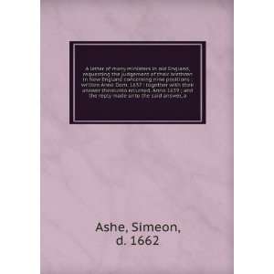   the reply made unto the said answer, a Simeon, d. 1662 Ashe Books