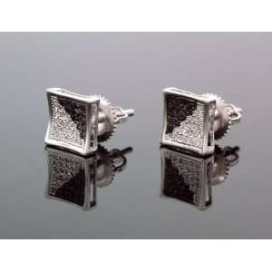  Unisex 0.35ctw Pave Square Diamond Stud Earrings RUE106BKW 