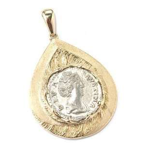 14K Gold Uncirculated Roman Denarius Drop Pendant Jewelry