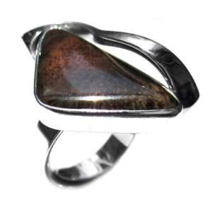  Dendritic Agate and Sterling Silver Modern Ring Size 8 