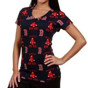  Boston Red Sox Ladies Navy Blue Maverick Lounge V neck T 