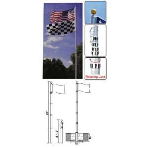  20 Telescoping Flag Pole Kit with With 3 x 5 Nylon Flag 