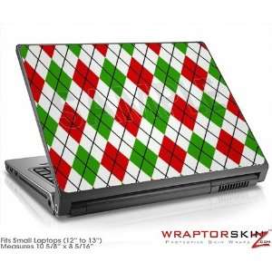 Small Laptop Skin Argyle Red and Green