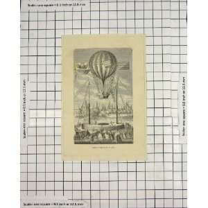    Antique Print Ascent Hot Air Balloon Dijon 1784