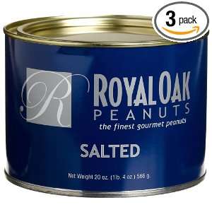 Royal Oak Gourmet Virginia Salted Peanuts, 20 Ounce Tins (Pack of 3 