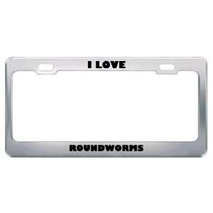  I Love Roundworms Animals Metal License Plate Frame Tag 