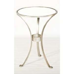  Worlds Away 3 Leg Plain Iron Round Table, Silver Leaf with 