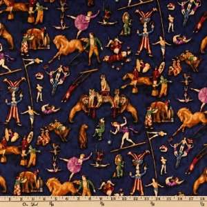  44 Wide The Circus Acrobats Blue Fabric By The Yard 
