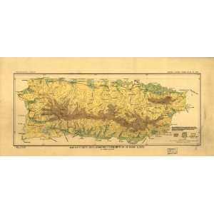  1899 Map of Puerto Rico & distribution of crop lands