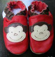 Robeez Monkey Red Leather Shoes Sz 6 12 Months  
