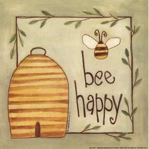   Bee Happy Finest LAMINATED Print Bernadette Deming 8x8