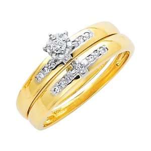  14K Yellow and White 2 Two Tone Gold Womens Round cut 