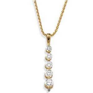   Diamond Five Stone Drop Pendant Necklace Jewelry Days Jewelry