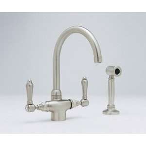  Rohl Chrome Kitchen Faucet with Porcelain Lever Handles 