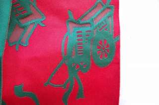   Hanhaba Obi Silk Reversible Red and Green Rickshaw Pattern Never Used