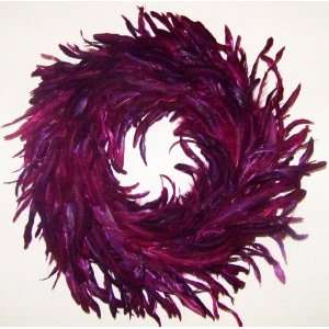  Red Feather Wreath Wall Art Hanging 15 Burgundy