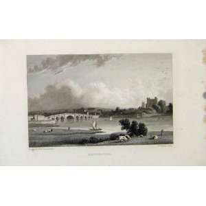  Rochester Castle Bridge C1849 England Old Print Art