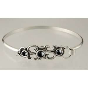  Sterling Silver Victorian Inspired Strap Bracelet Accented 