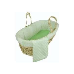  Dimple Velour Moses Basket in Green Baby