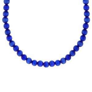   Simulated Dark Blue Cats Eye Stone Bead Beaded Chain 15 19 Necklace
