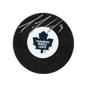 Dion Phaneuf Autographed Leafs Puck   Autographed NHL Pucks