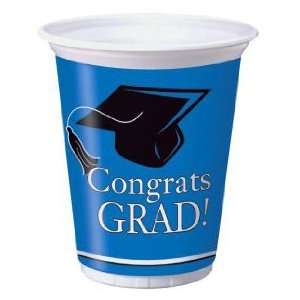  Congrats Grad 16 oz Plastic Cups, Blue