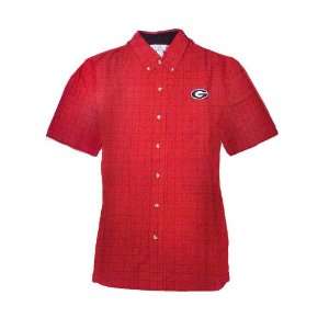 Georgia Bulldogs Red Windowpane Short Sleeve Dress Shirt  