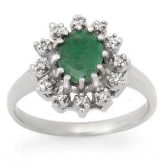 Certified 1.46ctw Emerald & Diamond Ring White Gold  