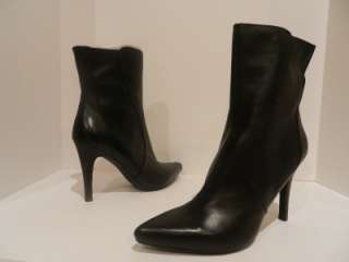 New $109 Nine West Glamo US 9.5 Black Leather Ankle Boots  