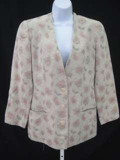 GIORGIO ARMANI Tan Pink Floral Blazer Jacket Size 8  
