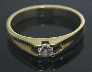 Womans 14K Yellow Gold Perfect Solitaire Natural Diamond Ring H SI2 0 
