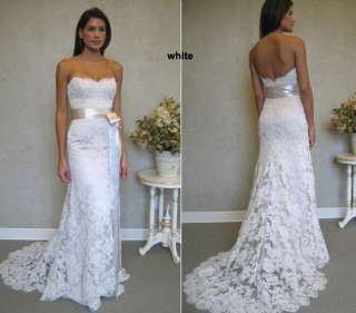 New White Ivory Strapless Lace Wedding Dress Bridal Gown Stock Size 6 