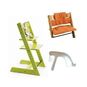 Stokke Tripp Trapp High Chair, Cushion, and Baby Rail   Lime with 
