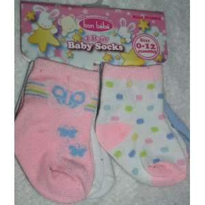  bon bebe 4 Pair Baby Girl Socks, Size 0 12 Mths Baby
