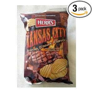 Herrs Kansas City Prime Steak Flavored Rippled Potato Chips, 8oz Bag 